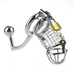 master series deluxe chastity cage with anal intruder