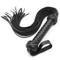 leather flogger whip with braided handle