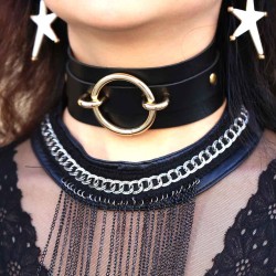 silver o ring punk collar