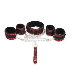 bondage embossed cuffs with collar kit